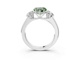 White gold Three-Stone Fancy Green Heart Cut Cut Diamond Ring with Prong Setting and Classic Band_3