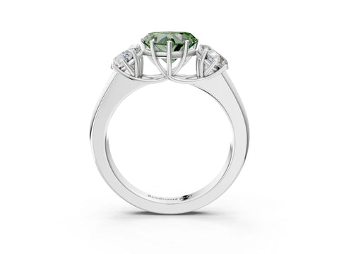 White gold Three-Stone Fancy Green Heart Cut Cut Diamond Ring with Prong Setting and Classic Band_3
