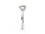 White gold Three-Stone Fancy Green Heart Cut Cut Diamond Ring with Trillion Side Stones and Four-Prong Setting_13