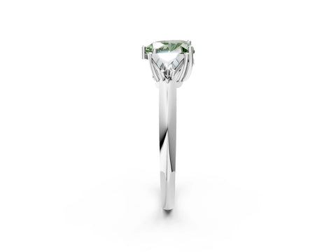 White gold Three-Stone Fancy Green Heart Cut Cut Diamond Ring with Trillion Side Stones and Four-Prong Setting_13
