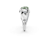 White gold Three-Stone Fancy Green Heart Cut Cut Diamond Split Shank Prong Set Ring_2
