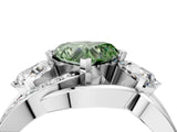 White gold Three-Stone Fancy Green Heart Cut Cut Diamond Split Shank Prong Set Ring_4