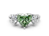 White gold Three-Stone Fancy Green Heart Cut Cut Solitaire Ring with Classic Prong Setting_12
