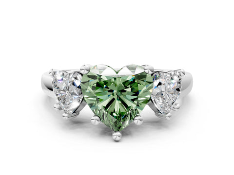 White gold Three-Stone Fancy Green Heart Cut Cut Solitaire Ring with Classic Prong Setting_12