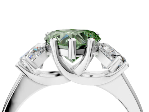 White gold Three-Stone Fancy Green Heart Cut Cut Solitaire Ring with Classic Prong Setting_16