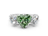 White gold Three-Stone Fancy Green Heart Cut Diamond Braided Band Ring with Four-Prong Setting_34