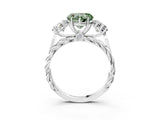 White gold Three-Stone Fancy Green Heart Cut Diamond Braided Band Ring with Four-Prong Setting_36