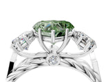 White gold Three-Stone Fancy Green Heart Cut Diamond Braided Band Ring with Four-Prong Setting_38