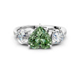White gold Three-Stone Fancy Green Heart Cut Diamond Channel Set Engagement Ring with Prong Setting_12