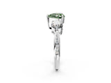 White gold Three-Stone Fancy Green Heart Cut Diamond Channel Set Engagement Ring with Prong Setting_14
