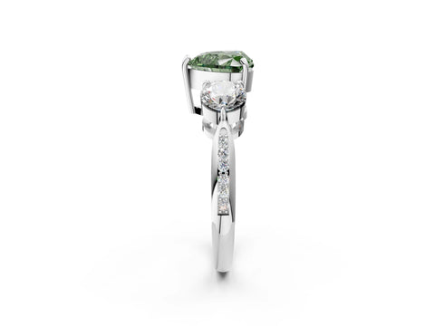 White gold Three-Stone Fancy Green Heart Cut Diamond Channel Set Engagement Ring with Prong Setting_14