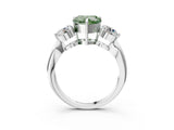 White gold Three-Stone Fancy Green Heart Cut Diamond Channel Set Engagement Ring with Prong Setting_15