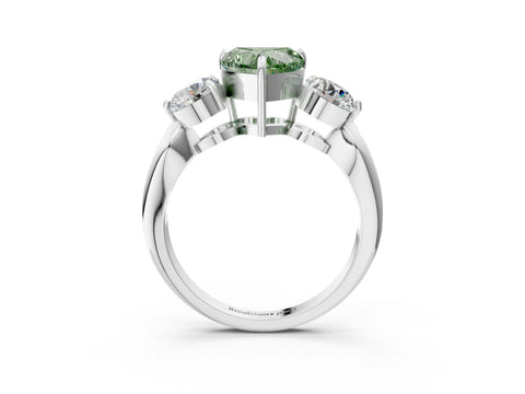 White gold Three-Stone Fancy Green Heart Cut Diamond Channel Set Engagement Ring with Prong Setting_15