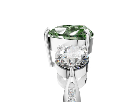 White gold Three-Stone Fancy Green Heart Cut Diamond Channel Set Engagement Ring with Prong Setting_17