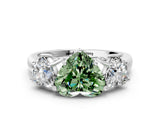 White gold Three-Stone Fancy Green Heart Cut Diamond Engagement Ring with Prong Setting_15