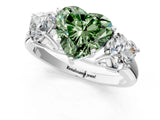 White gold Three-Stone Fancy Green Heart Cut Diamond Engagement Ring with Prong Setting_16