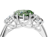 White gold Three-Stone Fancy Green Heart Cut Diamond Engagement Ring with Prong Setting_19