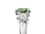 White gold Three-Stone Fancy Green Heart Cut Diamond Engagement Ring with Prong Setting_20