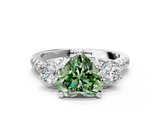 White gold Three-Stone Fancy Green Heart  Cut Diamond Pavé Band with Four-Prong Setting_11