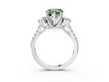 White gold Three-Stone Fancy Green Heart  Cut Diamond Pavé Band with Four-Prong Setting_14