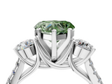 White gold Three-Stone Fancy Green Heart  Cut Diamond Pavé Band with Four-Prong Setting_4