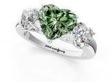 White gold Three-Stone Fancy Green Heart  Cut Diamond Ring with Channel-Set Band and Four-Prong Setting_17