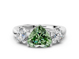 White gold Three-Stone Fancy Green Heart  Cut Diamond Ring with Channel-Set Band and Four-Prong Setting_17