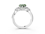 White gold Three-Stone Fancy Green Heart  Cut Diamond Ring with Pear Side Stones in Four-Prong Setting_3