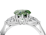 White gold Three-Stone Fancy Green Heart  Cut Diamond Ring with Pear Side Stones in Four-Prong Setting_4