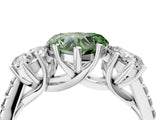 White gold Three-Stone Fancy Green Heart Cut Diamond Ring with Round  Pavé Band and Prong Setting_128