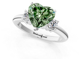 White gold Three-Stone Fancy Green Heart  Cut Diamond Solitaire with Prong Setting and Classic Band_1