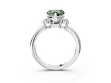 White gold Three-Stone Fancy Green Heart  Cut Diamond Solitaire with Prong Setting and Classic Band_3