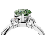 White gold Three-Stone Fancy Green Heart  Cut Diamond Solitaire with Prong Setting and Classic Band_4