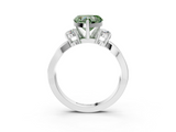 White gold Three-Stone Fancy Green Heart  Cut Diamond Twist Band with Prong Setting_3