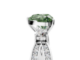 White gold Three-Stone Fancy Green Heart  Cut Diamond Twist Band with Prong Setting_5