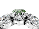 White gold Three-Stone Fancy Green Heart Cut Halo Diamond Milgrain Band with Four-Prong Setting_4