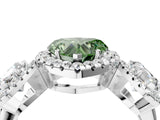 White gold Three-Stone Fancy Green Heart Cut Halo Diamond Ring with Pave Band and Four-Prong Setting_4