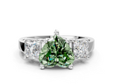 White gold Three-Stone Fancy Green Heart  Cut Solitaire Ring with Prong Setting_3