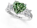 White gold Three-Stone Fancy Green Heart  Cut Solitaire Ring with Prong Setting_4