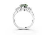White gold Three-Stone Fancy Green Heart  Cut Solitaire Ring with Prong Setting_6