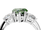 White gold Three-Stone Fancy Green Heart  Cut Solitaire Ring with Prong Setting_7