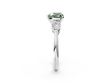 White gold Three-Stone Fancy Green Heart  Diamond Ring with Pear Side Stones in Four-Prong Setting_2