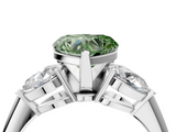 White gold Three-Stone Fancy Green Heart  Diamond Ring with Pear Side Stones in Four-Prong Setting_4