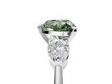White gold Three-Stone Fancy Green Heart  Diamond Ring with Pear Side Stones in Four-Prong Setting_5