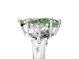 White gold Three-Stone Fancy Green Marquise  Brilliant Cut Solitaire Ring with Prong Setting on a Classic Band 1