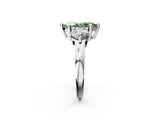 White gold Three-Stone Fancy Green Marquise  Brilliant Cut Solitaire Ring with Prong Setting on a Classic Band 4