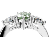 White gold Three-Stone Fancy Green Marquise  Brilliant Cut Solitaire Ring with Prong Setting on a Classic Band