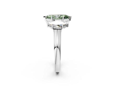 White gold Three-Stone Fancy Green Marquise Cut Brilliant Diamond Trellis Ring with Comfort Fit Band_14