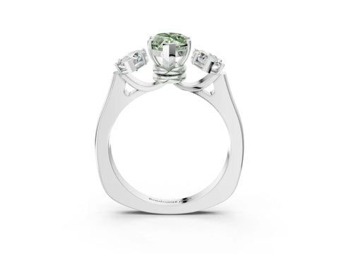 White gold Three-Stone Fancy Green Marquise Cut Brilliant Diamond Trellis Ring with Comfort Fit Band_15
