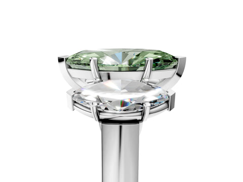 White gold Three-Stone Fancy Green Marquise Cut Brilliant Diamond Trellis Ring with Comfort Fit Band_17